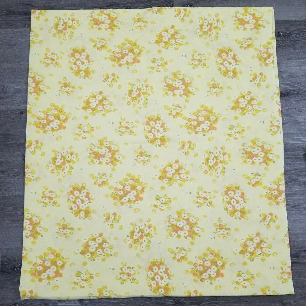 Vintage Miracale Yellow Floral Daisy Double Full Flat and Fitted‎ Sheet Set 70s